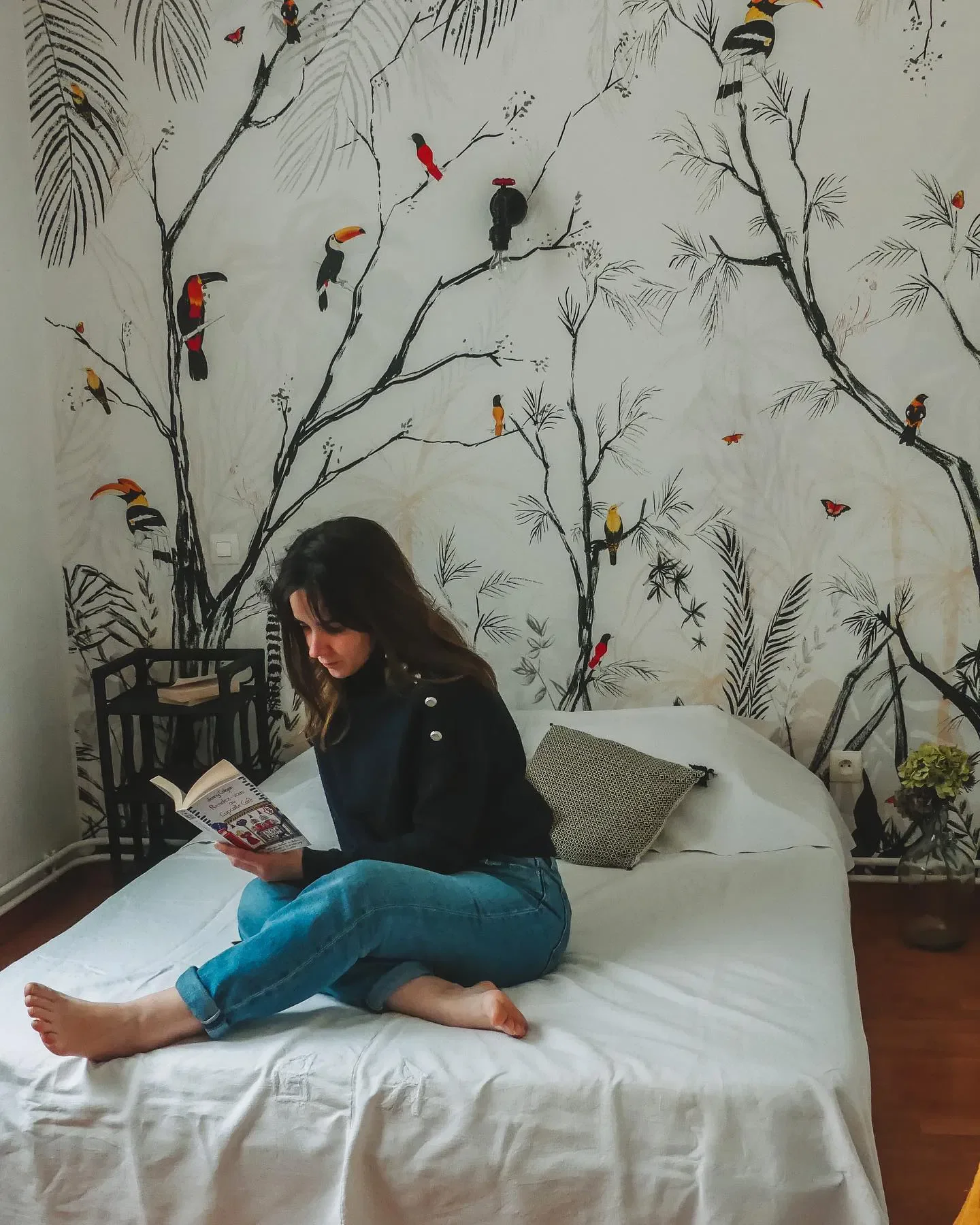 Customized mural hand-painted tropical plant bird wallpaper home decoration hotel room background decoration painting 3d murals