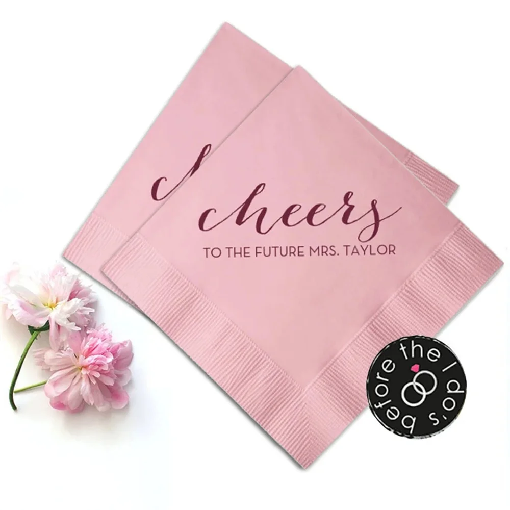 

100pcs Personalized Bridal Shower Napkins cheers to the Future Mrs. - Personalized Wedding Napkins - Cocktail Napkins