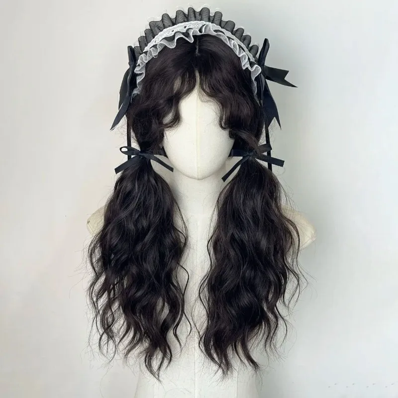 Women Full Head Wig with Tight Egg Rolls, Natural Dark Tea Tone, Light & Fluffy Texture,  for Everyday Styling [only wigs]