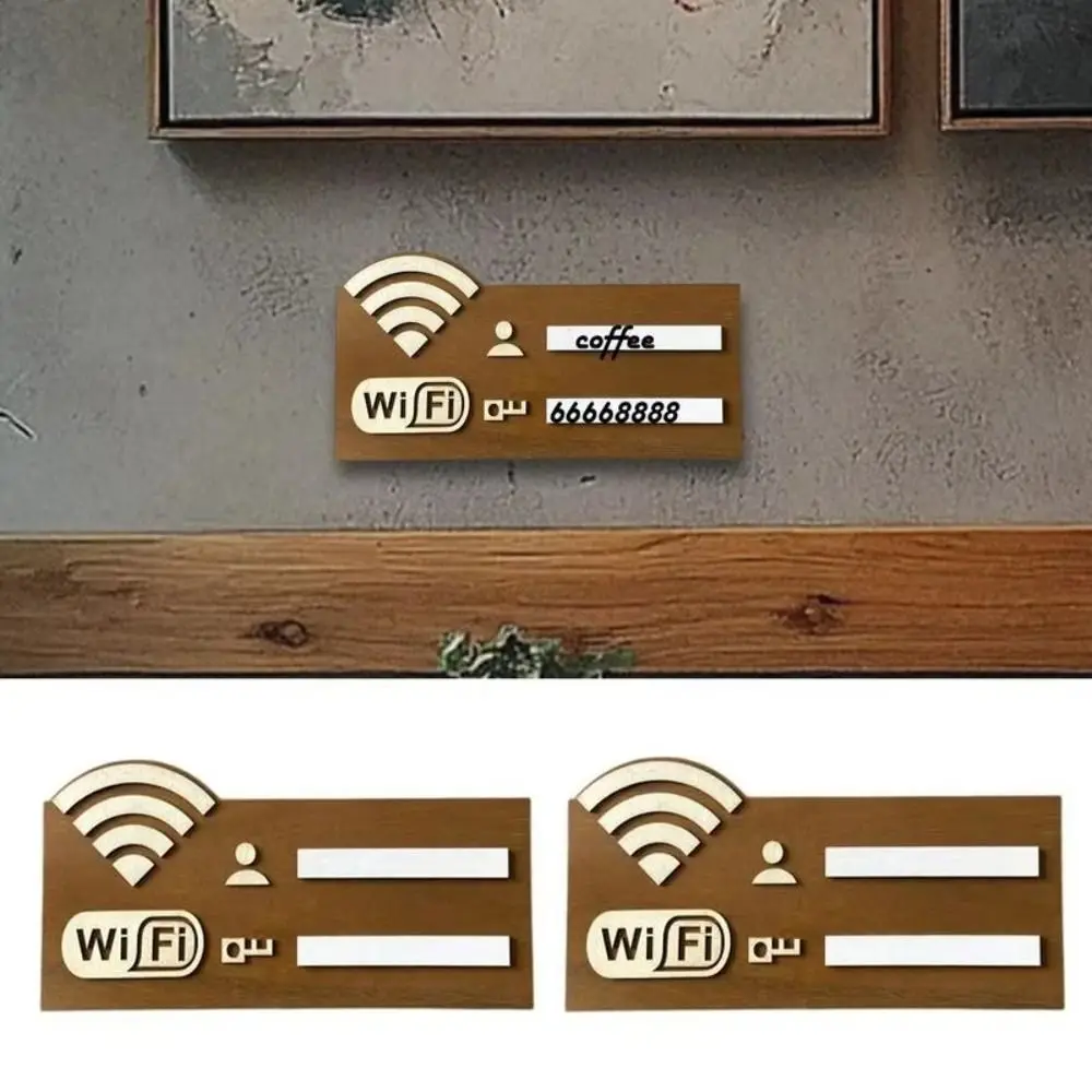 Wooden WiFi Password Sign Wall Mounted Rewritable WiFi Wall Stickers Multi-Purpose Use Handwriting WiFi Signage Home Decor