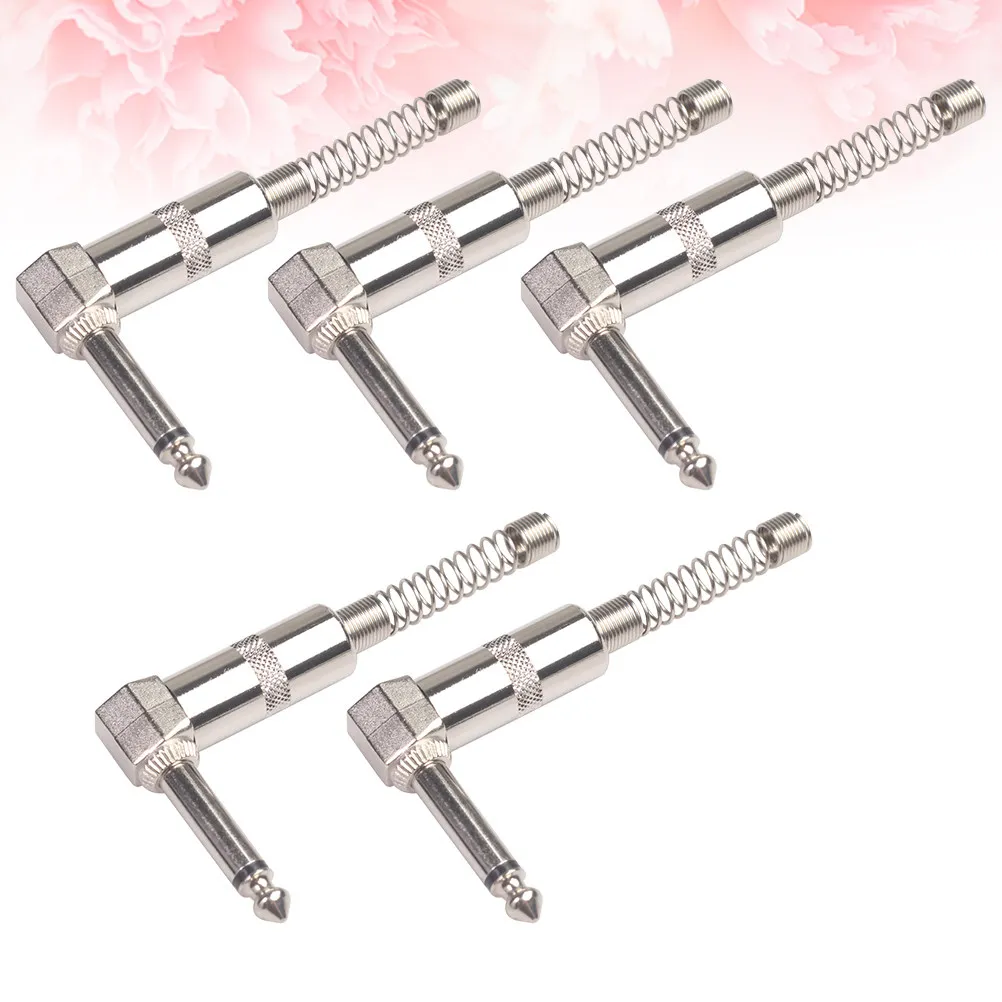 5pcs 6.35mm 90° Right Angle Male Guitar Jack Connectors for Pedalboards – Low Noise, High Signal Transmission