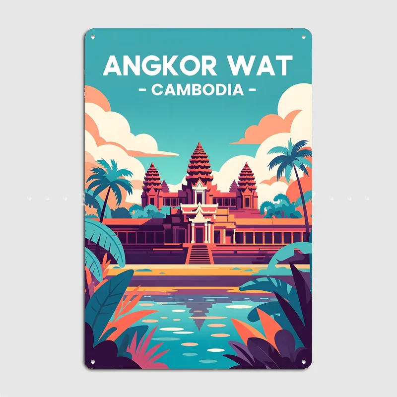 Angkor Wat Cambodia Travel Poster Metal Custom Sign Living Room Wall Indoor Decor Room Decoration Bedroom Posters Home Decor