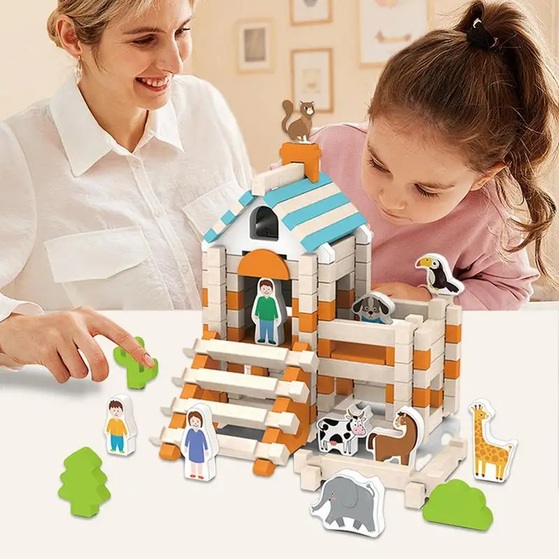 Wooden House Building Toy Architecture Building Kit Construction Model Set Creative & Educational Building Sets Toys Small Block