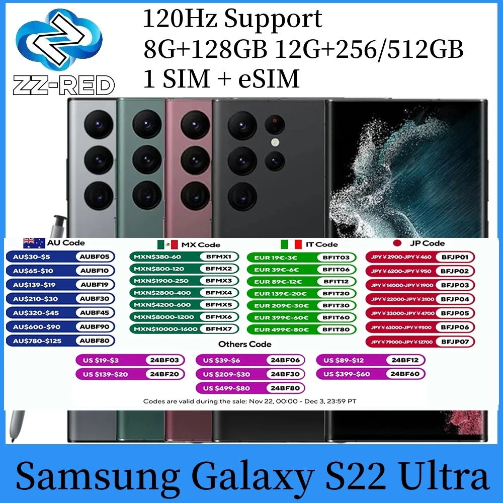 Samsung Galaxy S22 Ultra 5G S908U1 Original Mobile phone 6.8