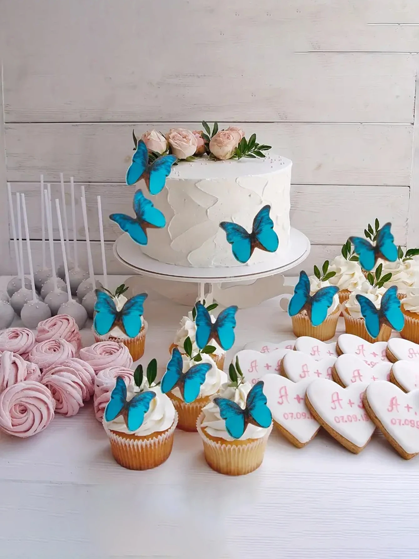 40pcs Butterfly cupcake decoration Glutinous rice paper Watercolor butterfly Hot glutinous rice butterfly wafer paper