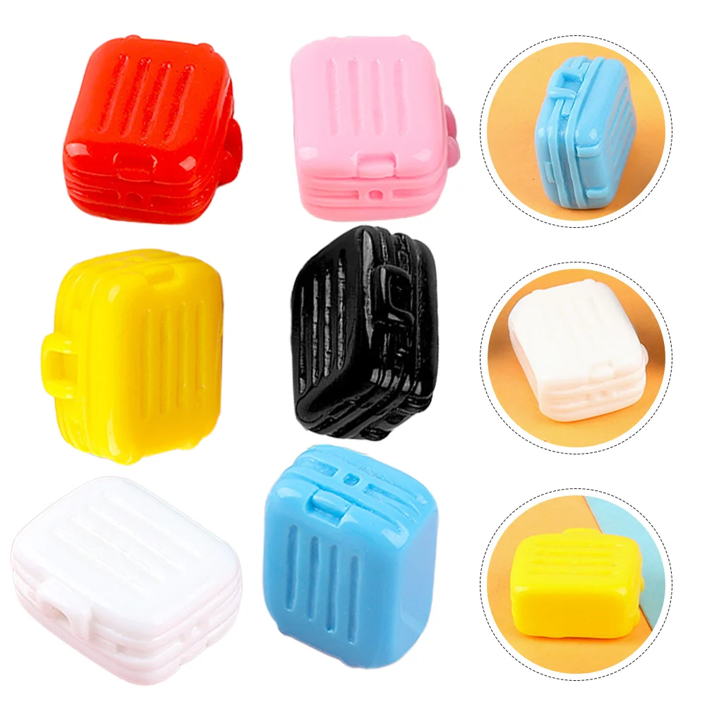 6 Pcs Miniature Carrying Case House Travel Suitcase Accessories Micro-scene Adornment Plastic Dolls