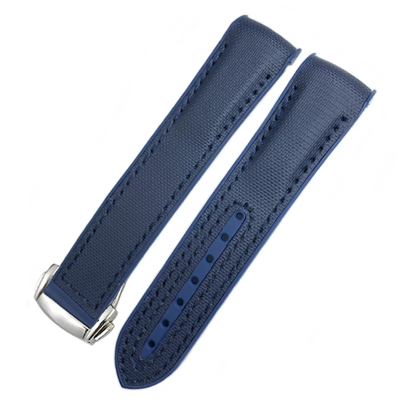 New Nylon Fabric Cowhide Composite Rubber Watchband Fit for Omega Seamaster 300 Planet Ocean 600 22mm 21mm 20mm 19mm Watch Strap