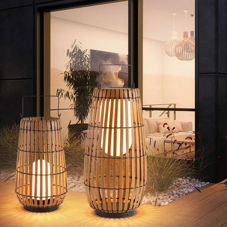 Modern Outdoor Water-Resistant Solar-Powered Garden Lights Camping Site Garden Atmosphere Lights Portable Rattan Lawn Lights