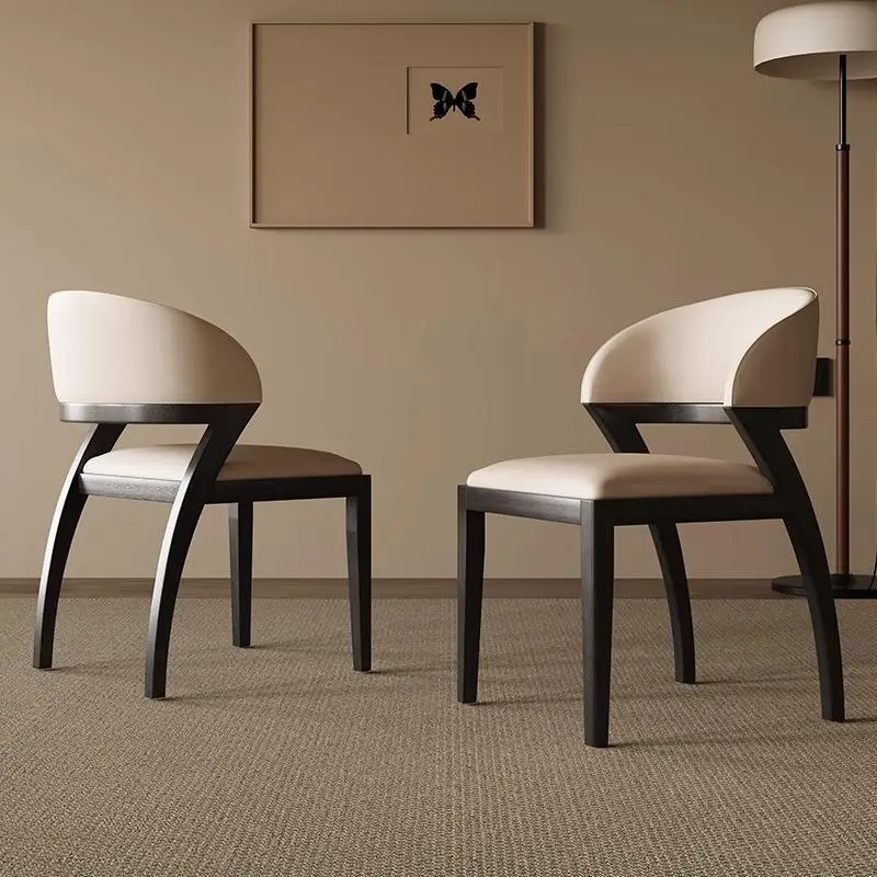 

Marsiling Luxury Dining Chairs Leather with Solid Wood Leisure Upholstered Chair Backrest for Dining Room Kitchen Study Room