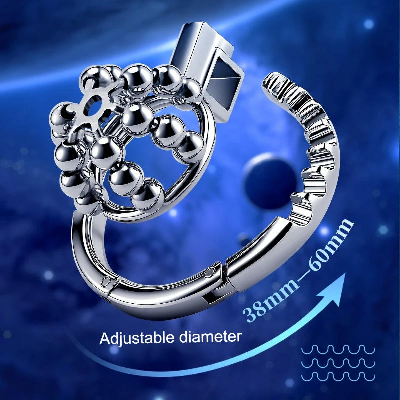Steel Balls Decor Fashion Men's Chastity Lock Adjustable Sexy Hollow Out Metal Penis Rings Delay Ejection Couple Bondage Toys
