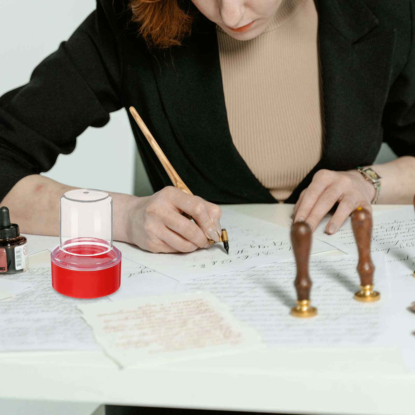 10 Pcs Stamp Box Round Clear Plastic Storage Containers Office Seals Holder Empty Stamper Boxes Portable Multifunctional