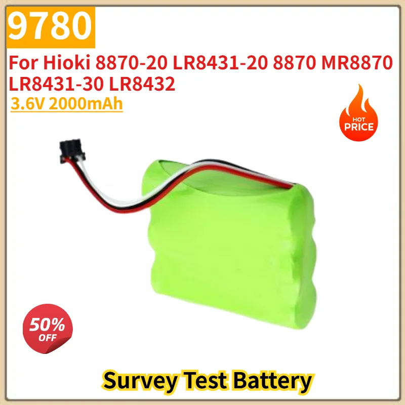 

High Quality 3.6V 2000mAh Battery 9780 for Hioki 8870-20 LR8431-20 8870 MR8870 LR8431-30 LR8432 Brand New Replacement Battery