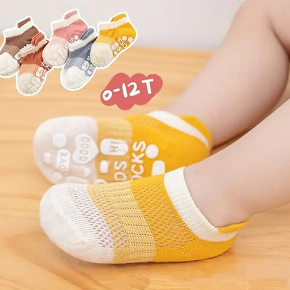 5Pairs Sweat Absorbent Cotton Baby Floor Socks Short Tube Letter Kids Ankle Sock Breathable Hosiery Toddle Walking Socks Daily