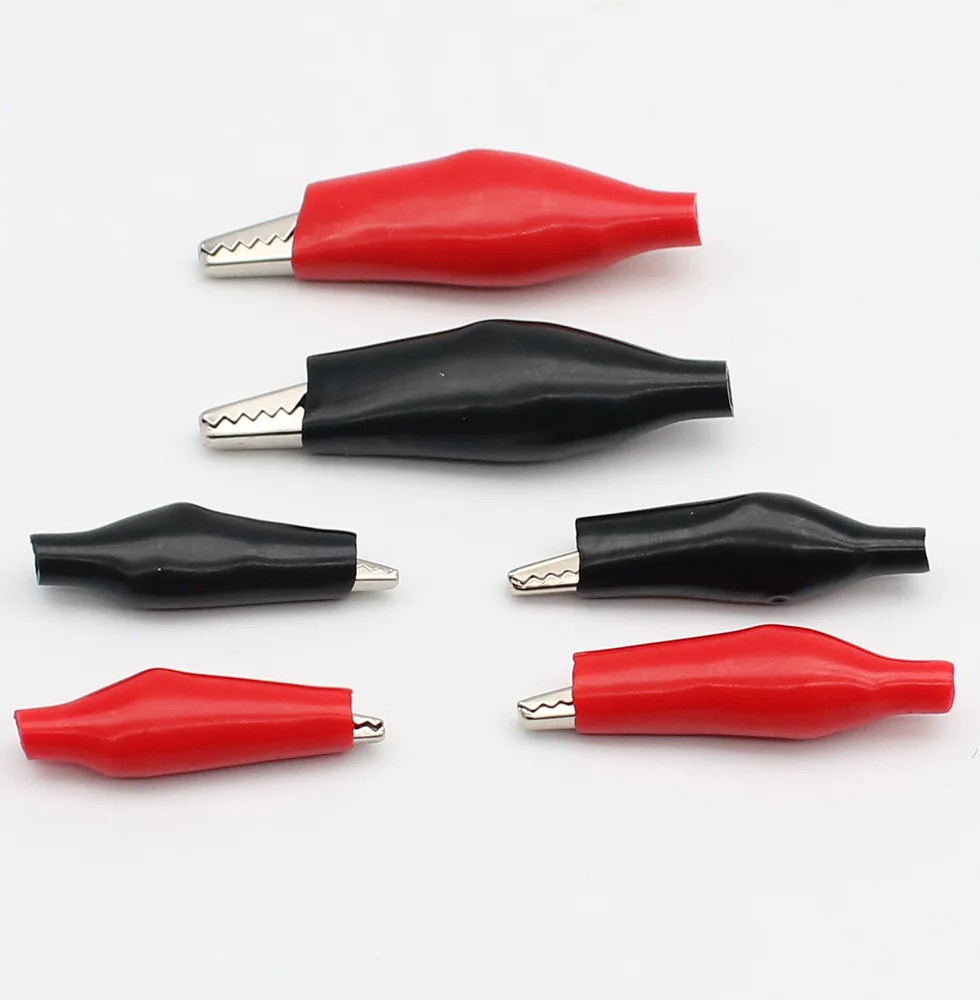 Pince crocodile en métal G98, pince électrique pour test de compteur de sonde, noir/rouge avec botte en plastique, 28mm/35mm/45mm, 10 pièces/lot