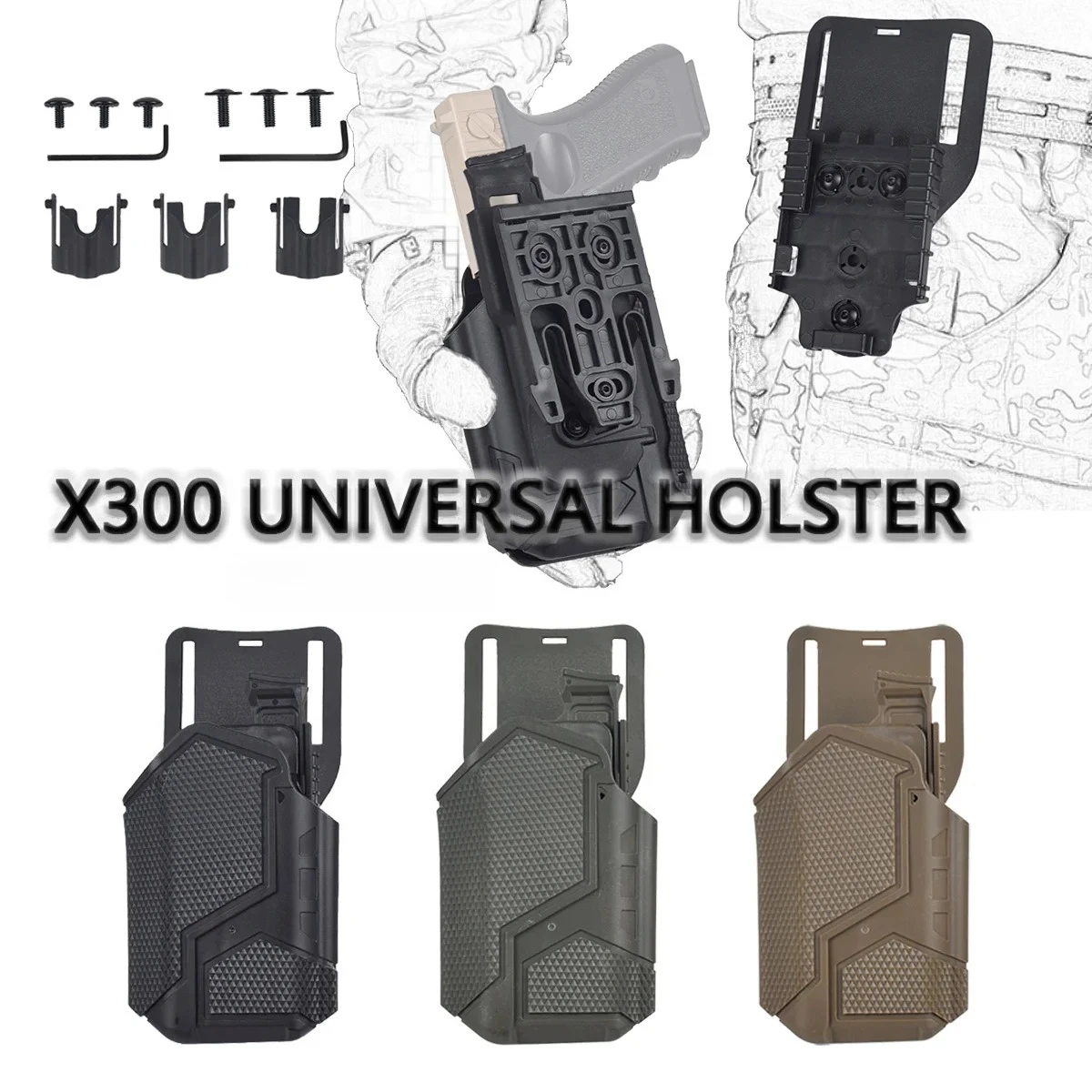 Coldre tático de pistola surefir compatível com luzes x300 x300u para airsoft g17 g19 p226 p320 qls sistema cinto coldre