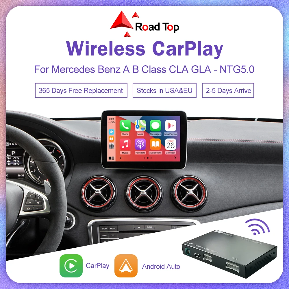 Wireless CarPlay for Mercedes Benz B-Class W246 A Class CLA GLA NTG5.0 with Android Auto Mirror Link AirPlay USB Camera View