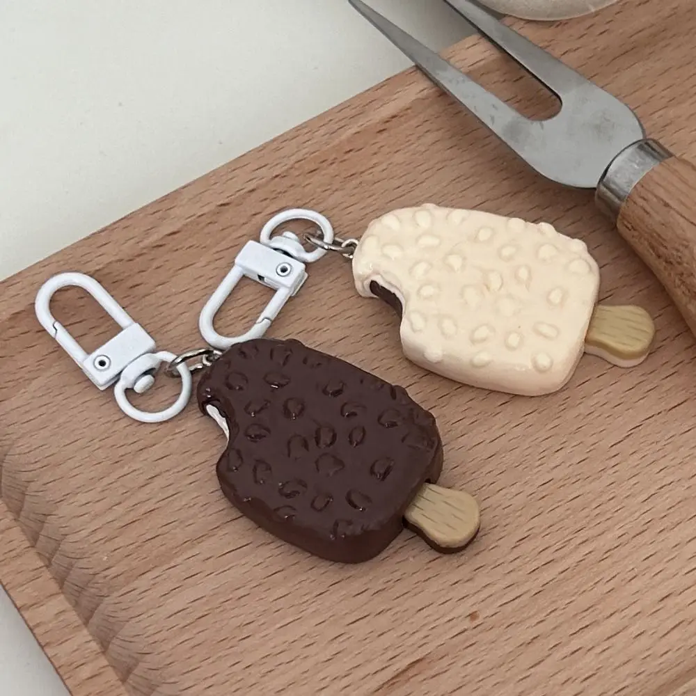 Cute Creative 3D Simulation Food Keychain Chocolate Ice Cream Bar Ice Lolly Keyrings Charms Bag Pendants Jewelry Gifts