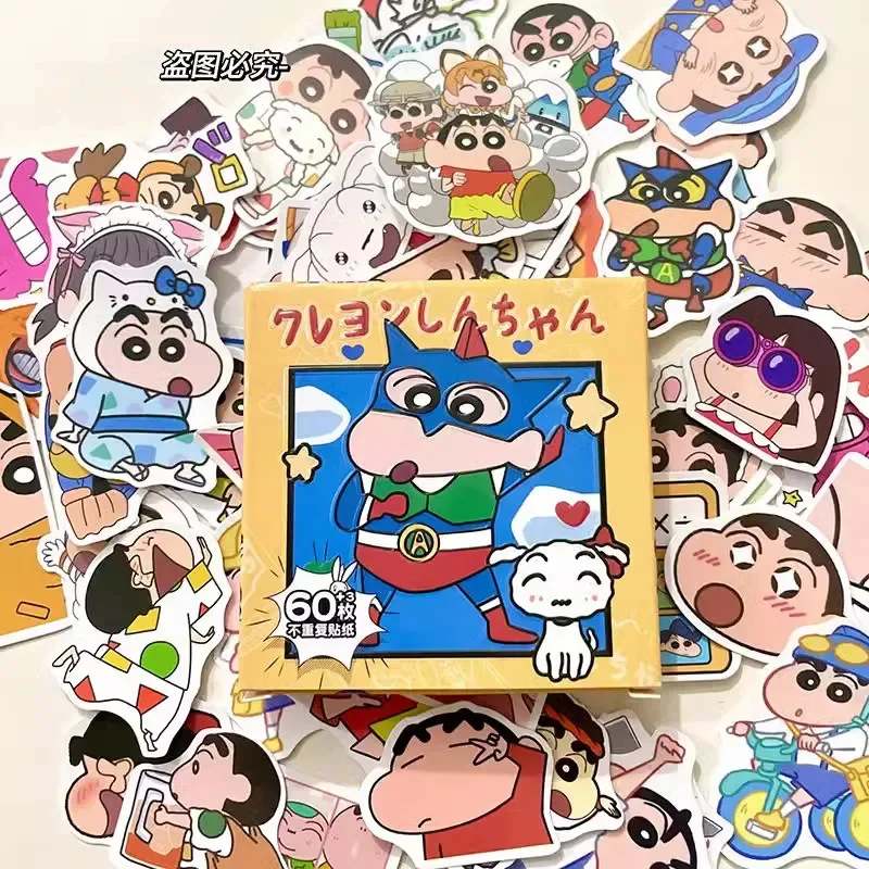 60Pcs/set New Cartoon Anime Crayon Shin-chan Kawaii Figure Waterproof Graffiti trunk laptop cup Hand account DIY Sticker Gifts