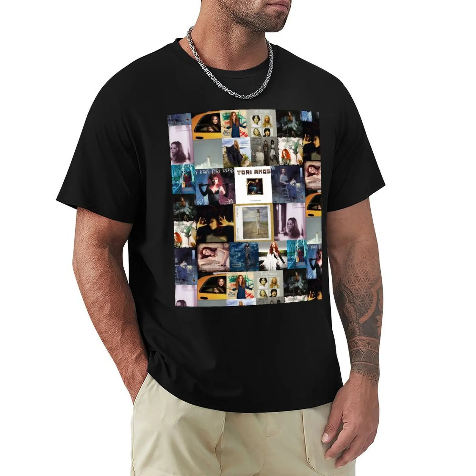 Tori Amos Album Records Collage Collection Print T-Shirt Holiday Party T-Shirt for Men