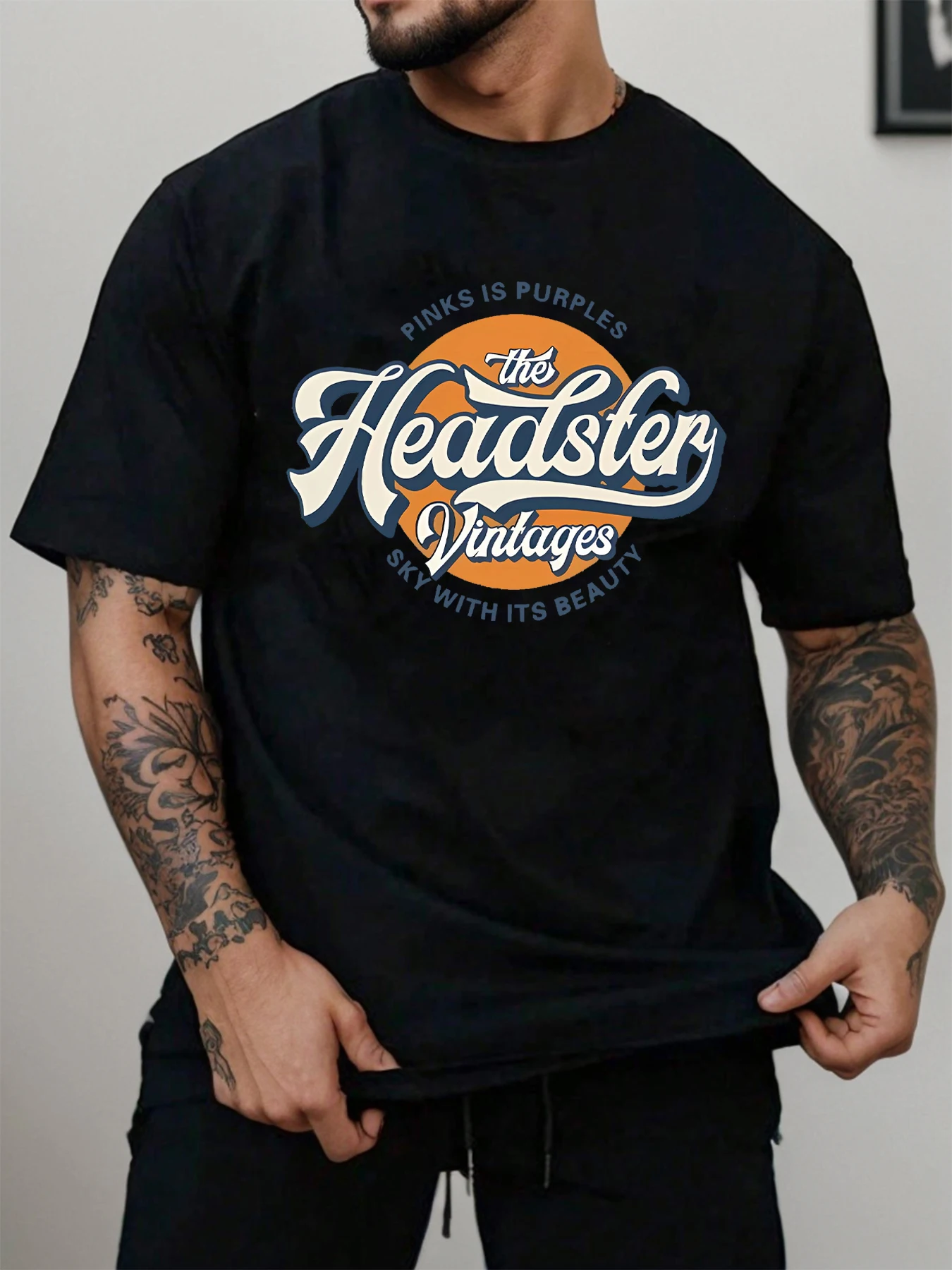 

Футболка мужская хлопковая с коротким рукавом, базовая Мягкая Повседневная тенниска оверсайз с винтажным принтом и круглым вырезом, одежда на лето