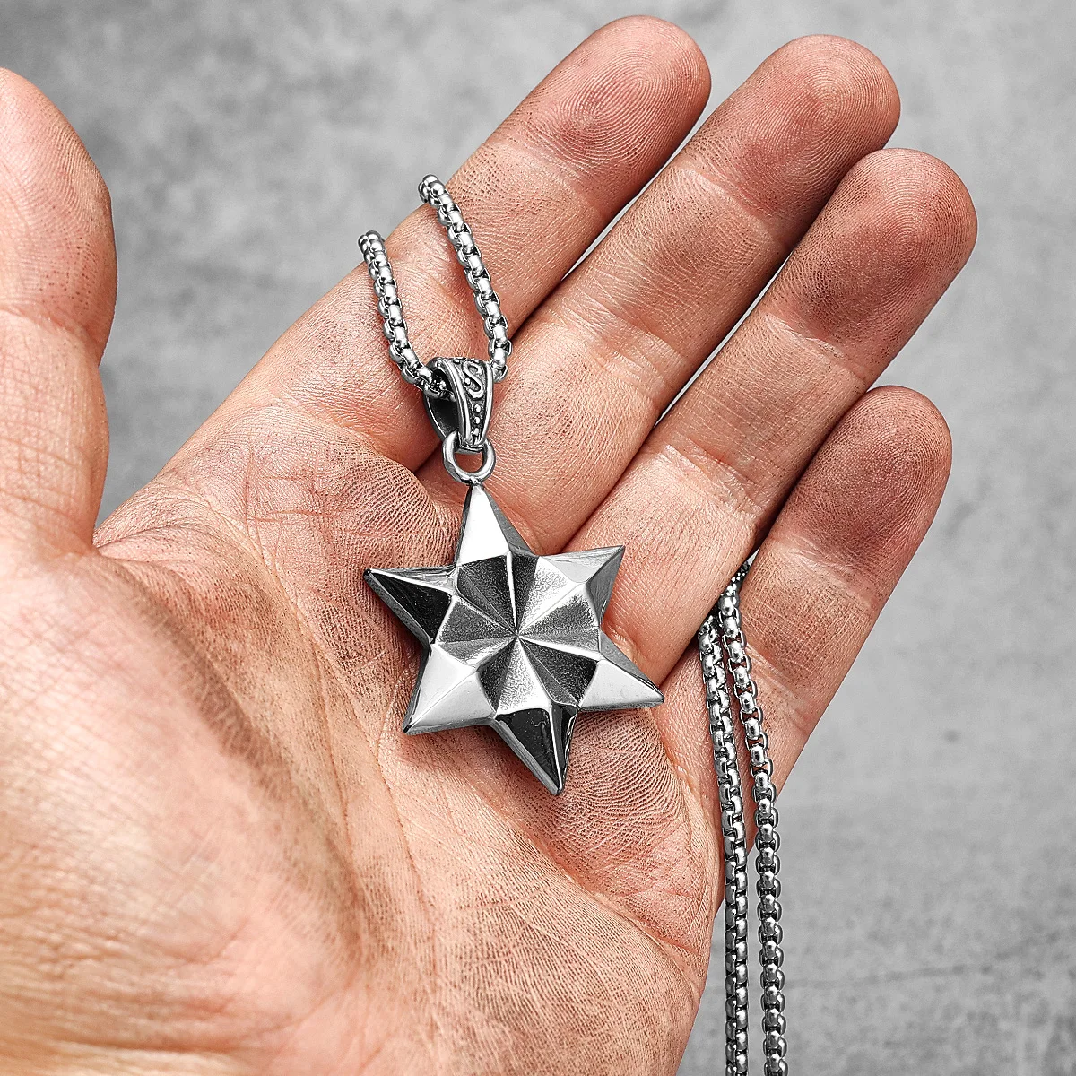 Judaism Six-pointed Star Stainless Steel Men Women Necklaces Pendants Chain Amulet Punk Trendy Jewelry Creativity Gift Wholesale