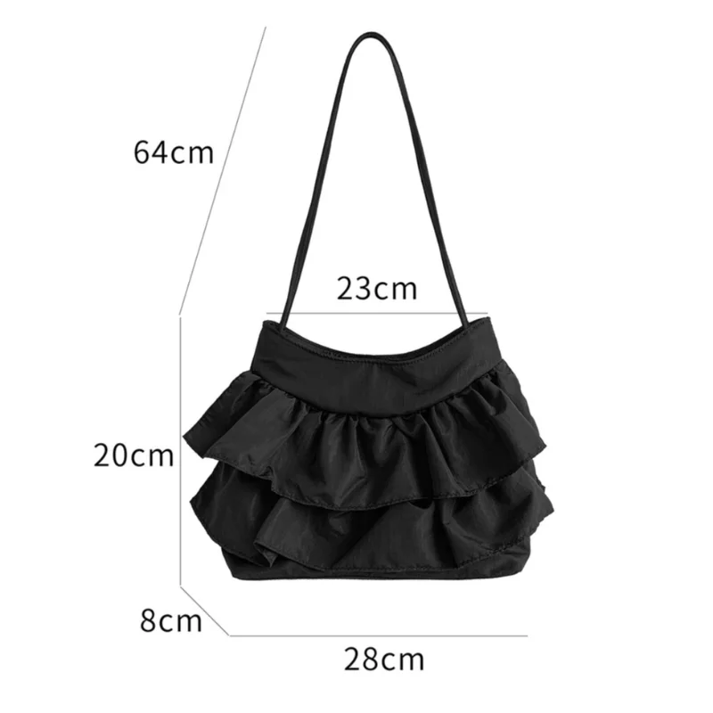 Kuchenrock-Stil Gerüschte Damen-Schultertasche, Koreanische Plissierte Umhängetasche, Leichte Süße Elegante Handtasche – Detail 1