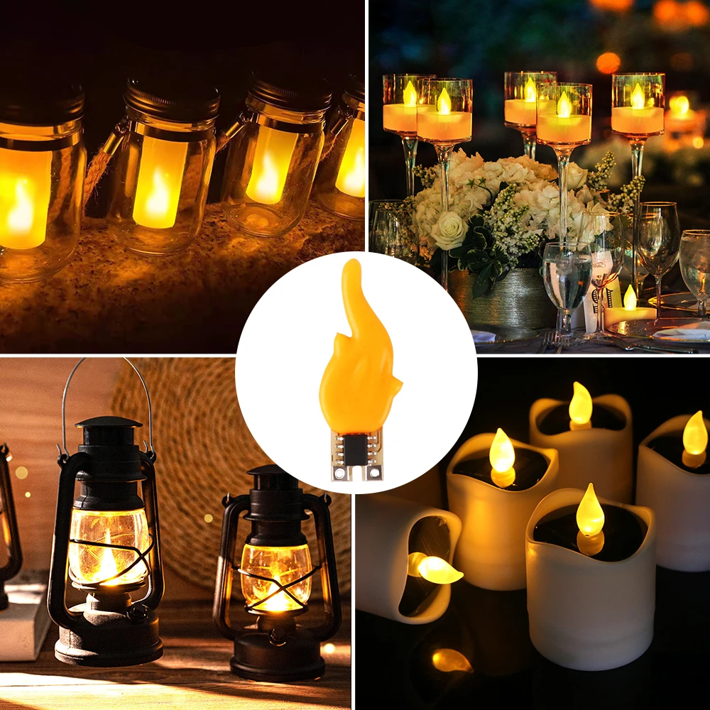 DC 3V Realistic Flickering Fire Flame Chip Wick for DIY LED Candles 1800K Filament Flameless Battery Candle Light Accessories