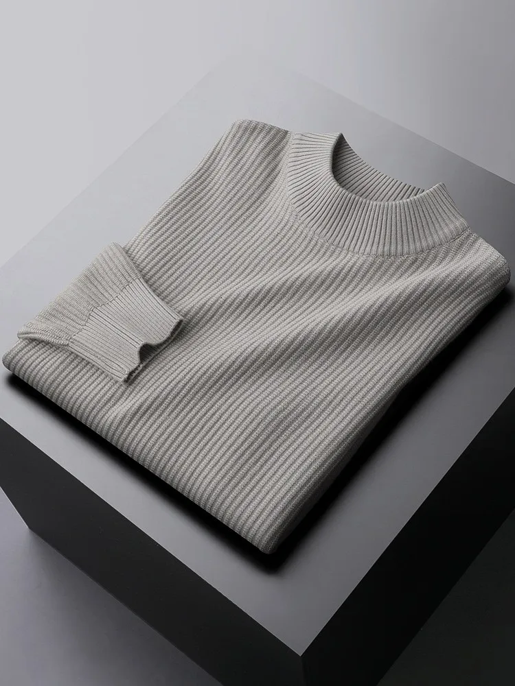 

High-End Men's Knitted Sweater Color f-High Collar Thermal Inner Wear Lightweight Busin Base Layer