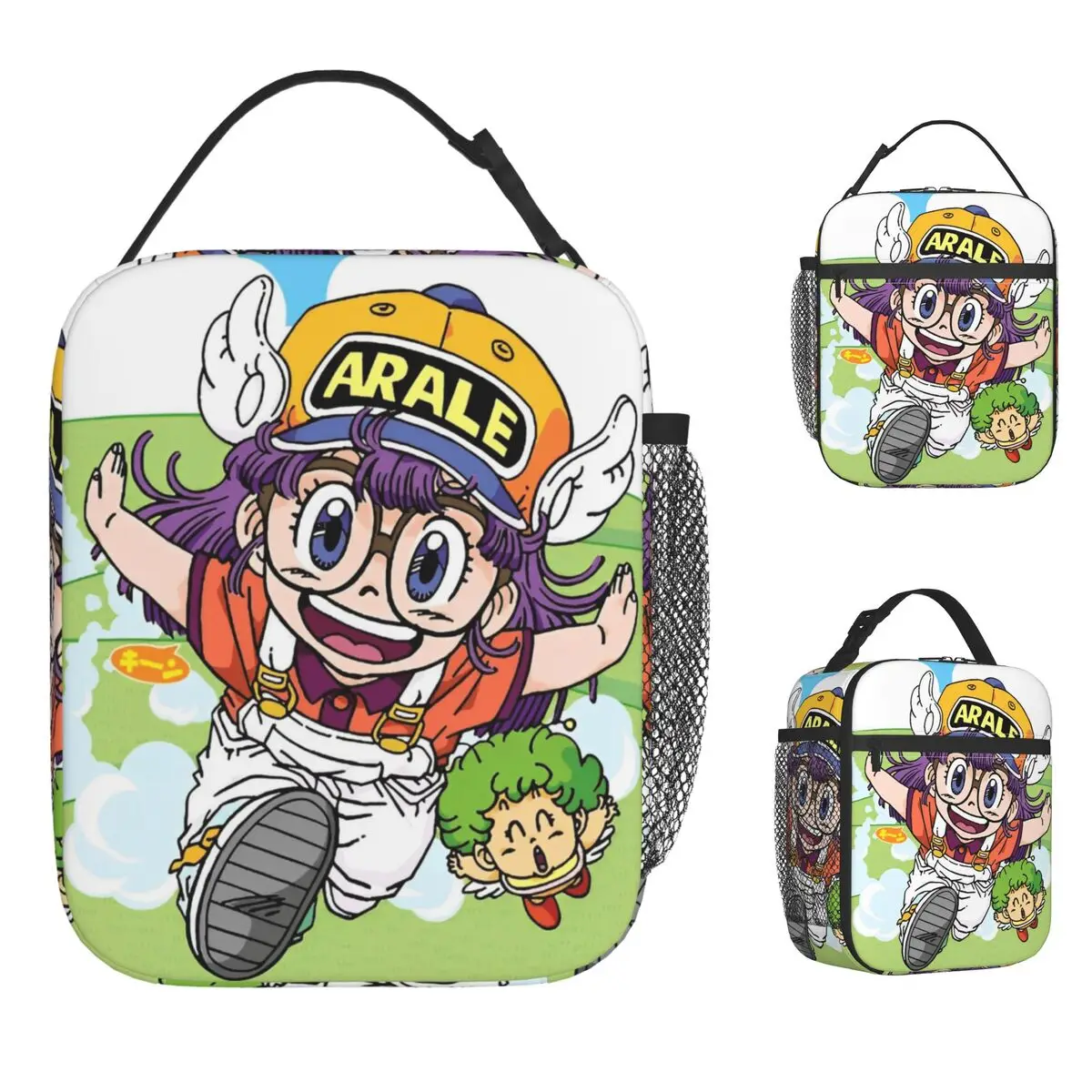 

Arale Lunch Bag Run Leisure Lunch Box Outdoor Picnic Portable Zipper Thermal Lunch Bags For Women Oxford Print Cooler Bag