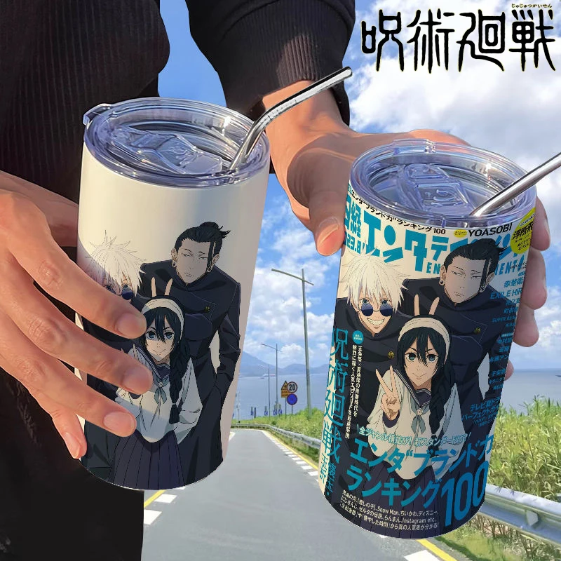 

Jujutsu Kaisen Anime Straw Cup Gojo Satoru New Men Women Home Coffee Cup Drink Cup Children 304 Stainless Steel Water Cup Gift