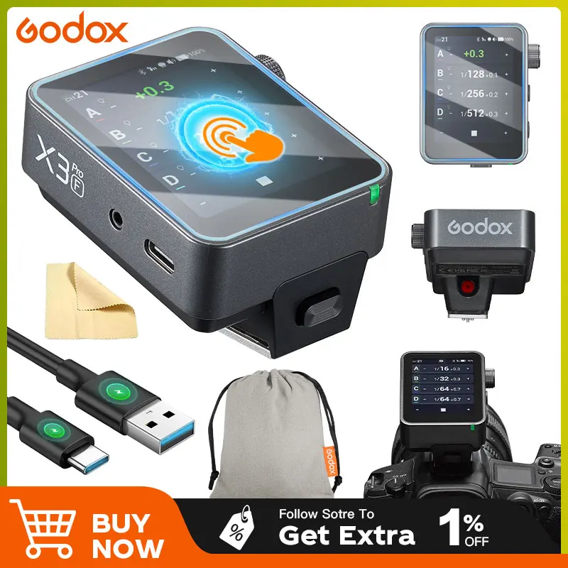 

Godox X3PRO C/N/S/F/O 2.4in TTL HSS 2.4G Wireless Flash Trigger OLED Touch Screen Transmitter for Sony Canon Nikon Olympus Fuji