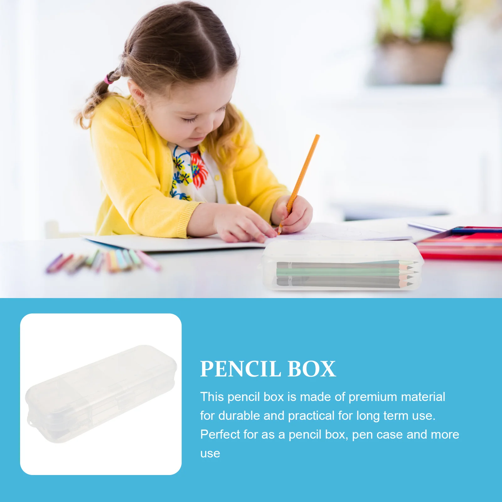 

2Pcs Transparent Pencil Case Durable Double Layer Design Pen Holder Student Office Supplies Storage Container Pencil Cases