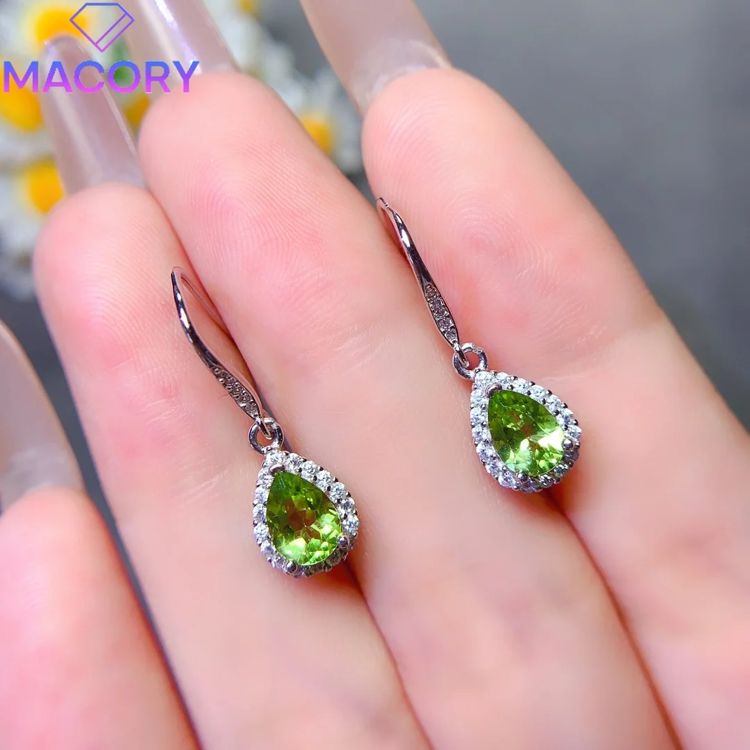 Female natural olivine earrings silver 925 designer luxury brand female earrings set for women free delivery earrings gemstones.