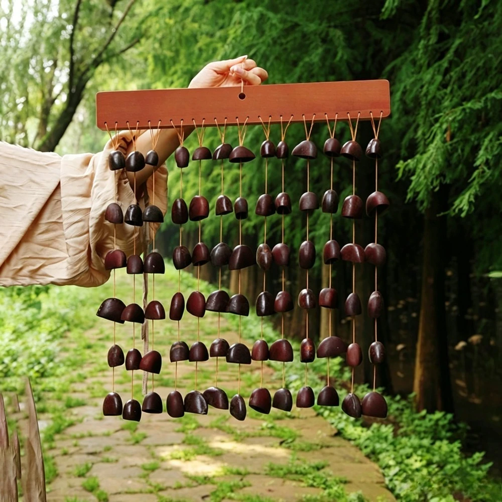 Natural Plant Fruit Shell Row Chime Percussion Instrument Hand Shaker Rattle Sound Healing Meditation Home Decor Wind Bell