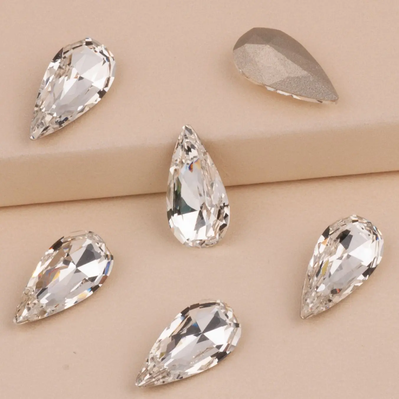 10 pçs 5x10mm lágrima cristal glitter unhas de vidro strass cor diferente 3d jóias fazendo contas diy acessórios da arte do prego