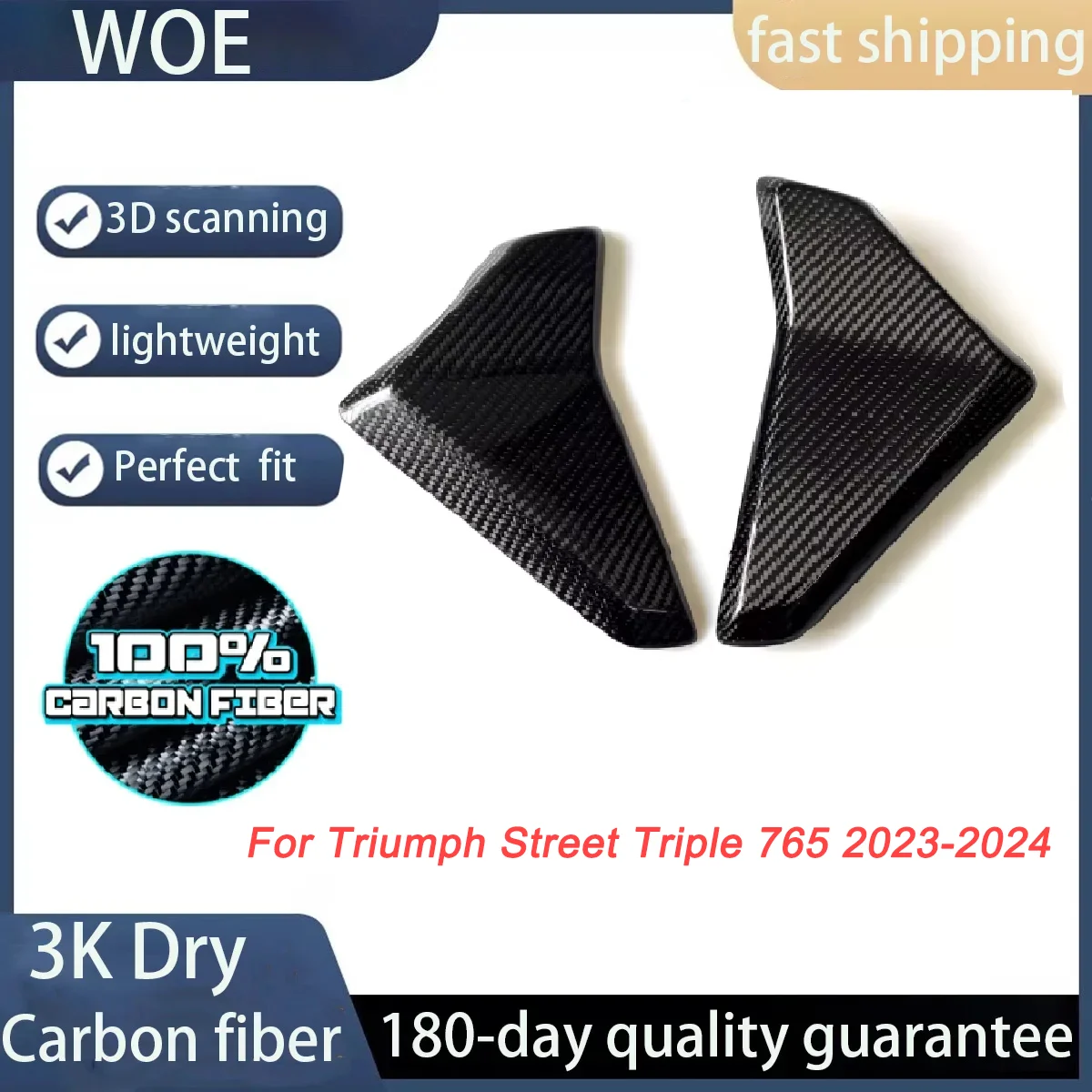 

For Triumph Street Triple 765 2023 2024 3K Dry Carbon Fiber Motorcycle Accessories Radiator Covers Side Panels