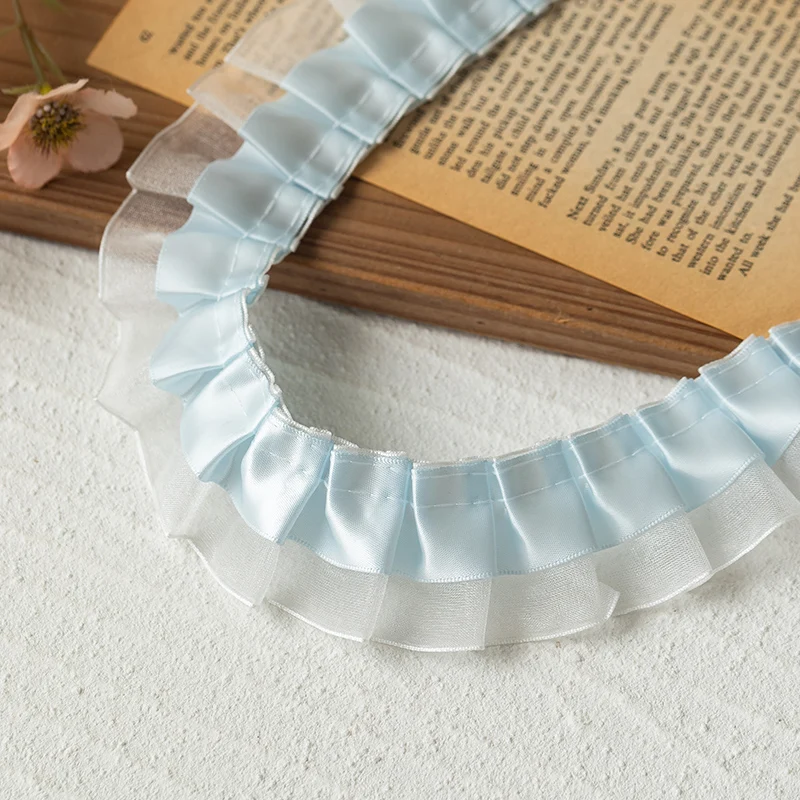Cinta de encaje plisada de 1 metro para vestido de fiesta, ropa decorativa, suministros para manualidades Diy, tela de costura de alta calidad 2024