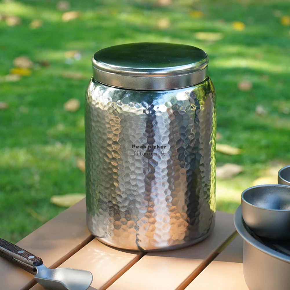 

1500ml Titanium Magnetic Tea Canister Hammered Design Tea Storage Jar, Large Capacity Odor-Free Titanium Tea Container