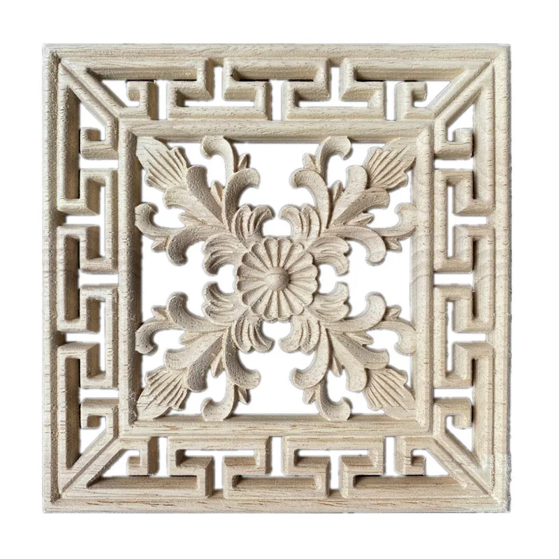 10-24cm European Wood Carving Home Wholesale Door Cabinets Wood Applique Decoration Long Decals Natural Wood Veneer