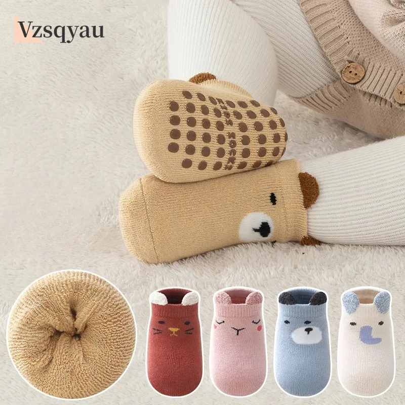 1 Pairs الاطفال عدم الانزلاق الجوارب لطيف الكرتون الحيوان الدب حملق القط نمط الأطفال بنين بنات طفل رضيع جوارب يمكن السير بها على الأرض مريحة #1