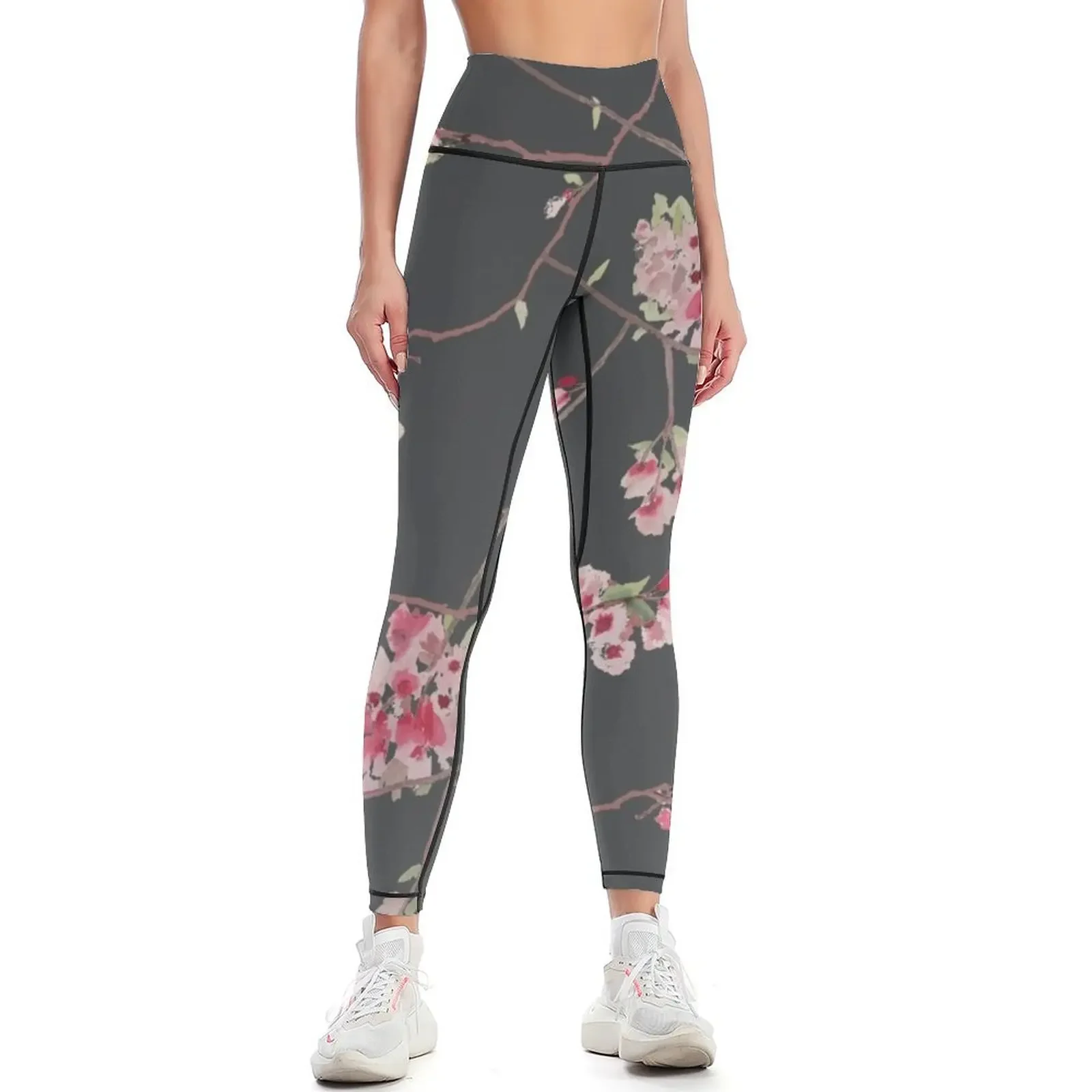 

Watercolor cherry blossoms dark Leggings Women's gym Women's sportswear Womens Leggings