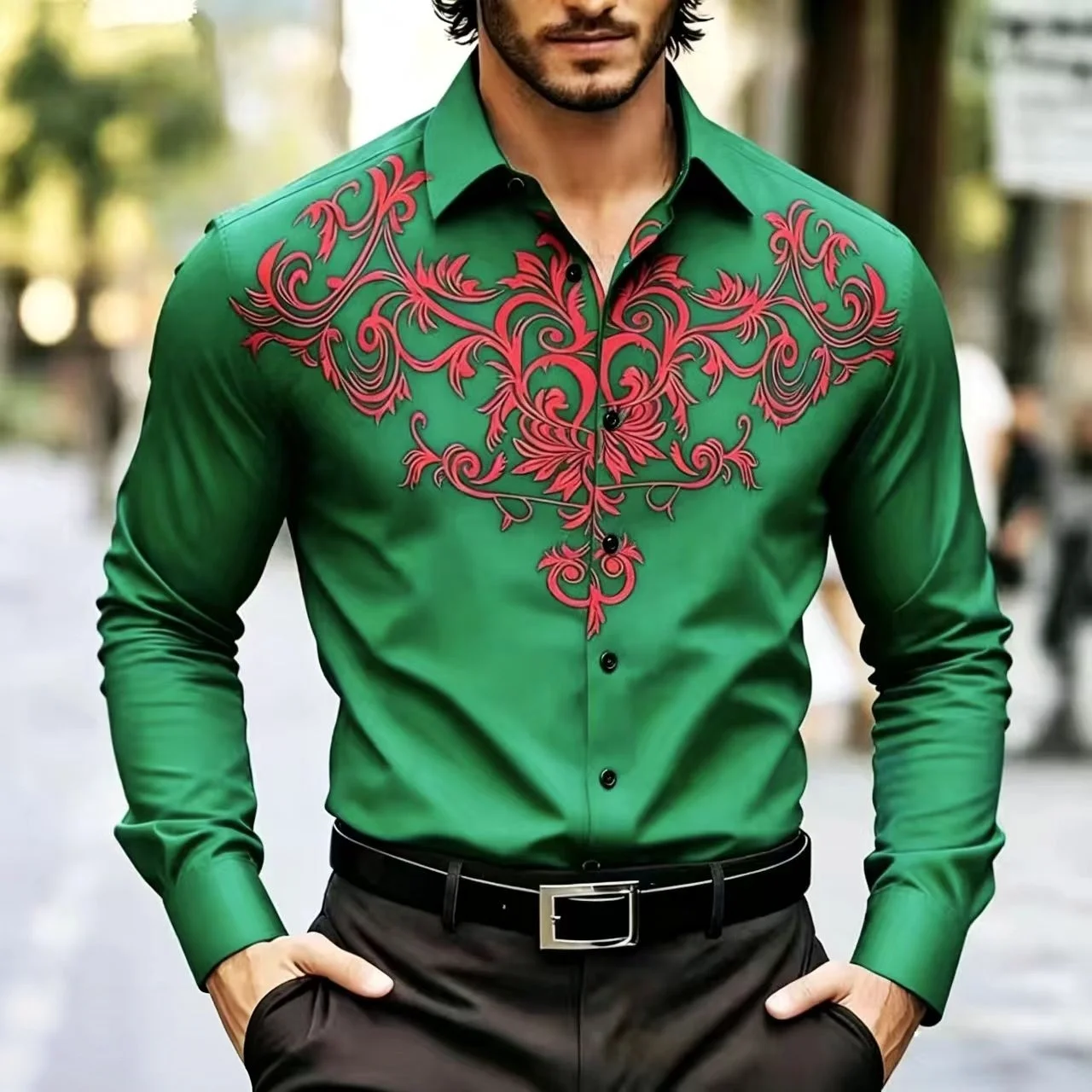 Men's Luxury Shirt With 3D Printed Pattern  Long Sleeved Slim Fit Formal Wear  high-end Texture  Fashionable And Comfortable