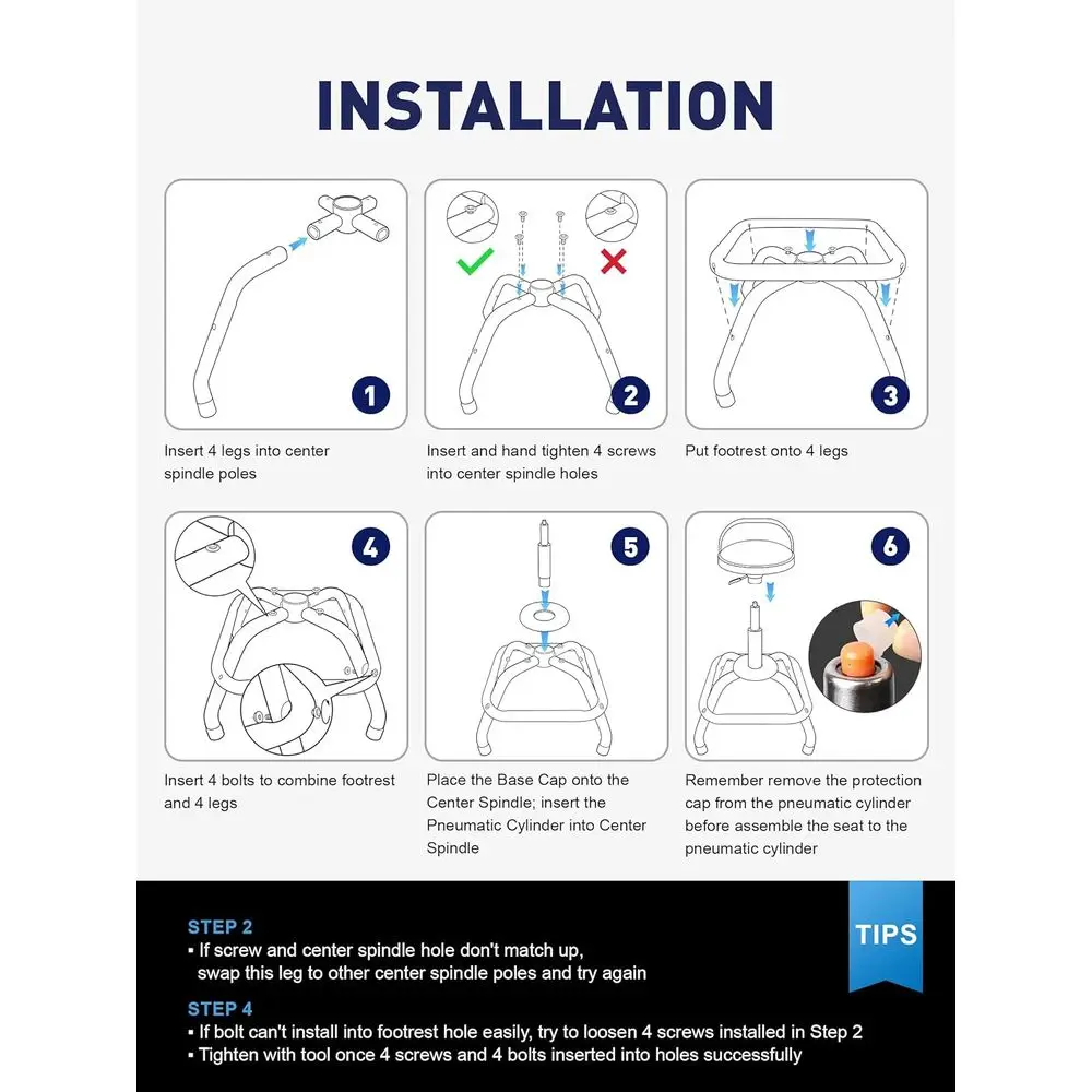 Adjustable Swivel Bar Stools for Kitchen Counter, Work Bench Stool with Back Support, Black (330lb Capacity)