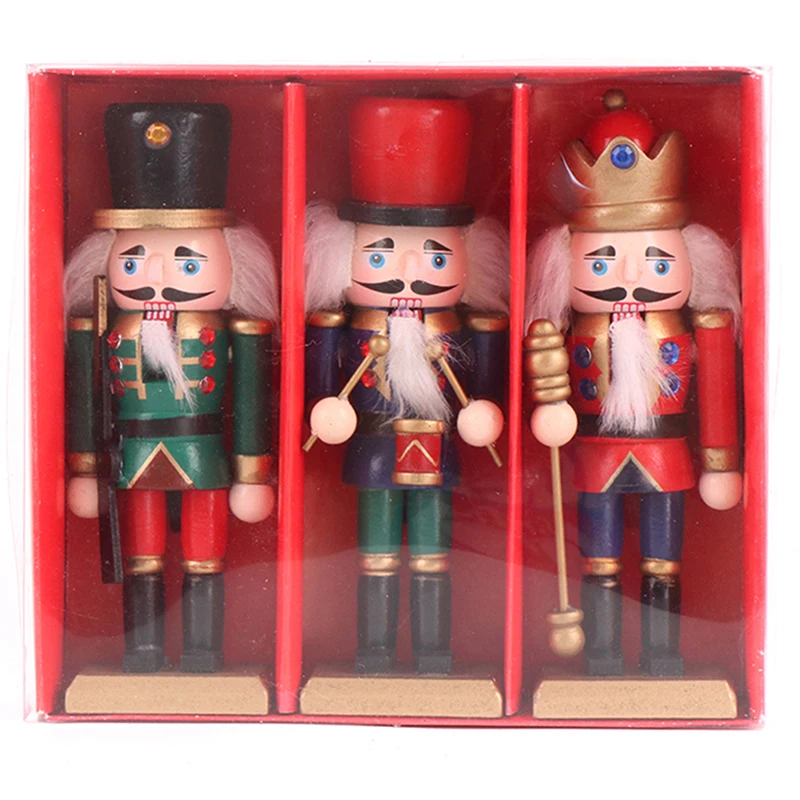 1Pc Christmas Doll Soldier Wood Decoration Made Nutcracker Puppet Desktop Pendants Ornaments For Xmas Tree Party New Year