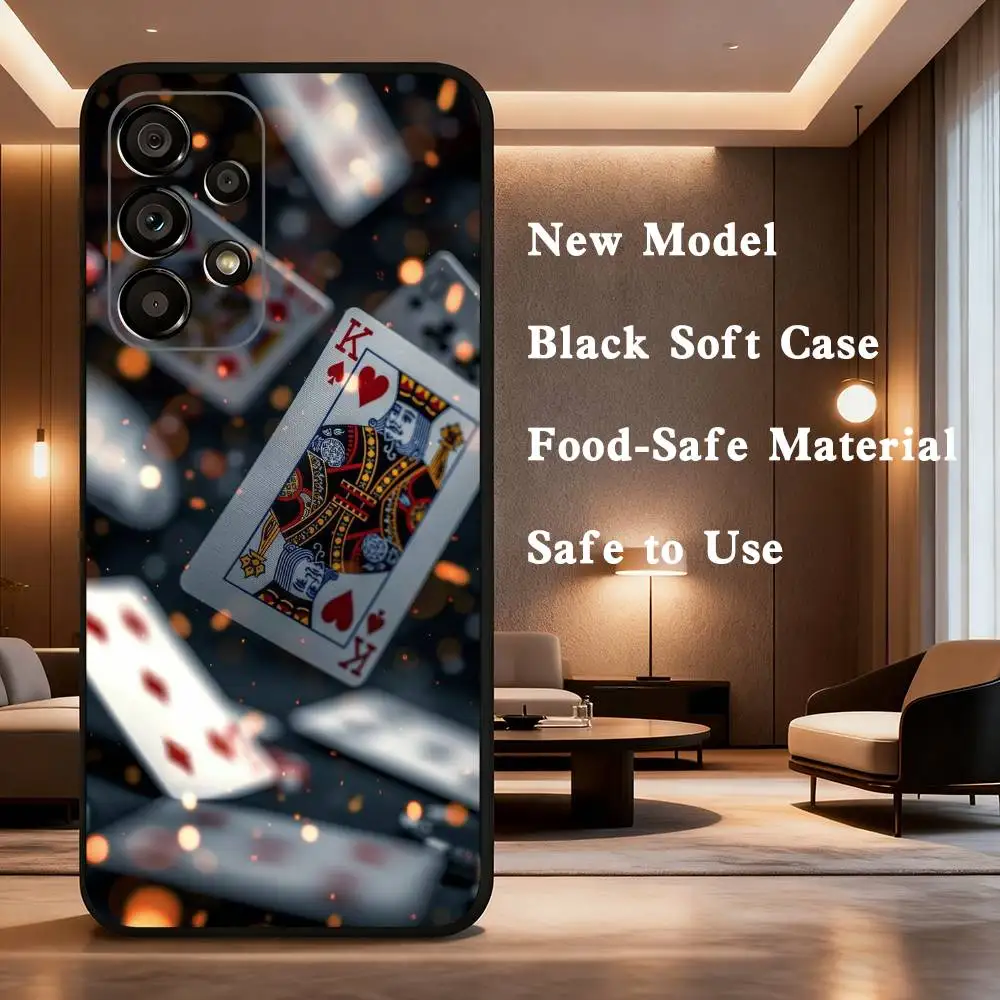 Poker Phone Case For Samsung Galaxy A73,31,32,72,41,53,52,71,22,5G,Note,J7,8,9 Soft Black Cover