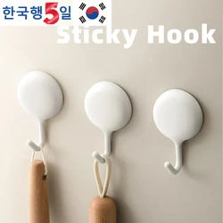 4pcs White Sticky Hooks Non-perforated, Smooth And Durable, Portable Storage, Home Organizer, Suitable For A Variety Of Scenes