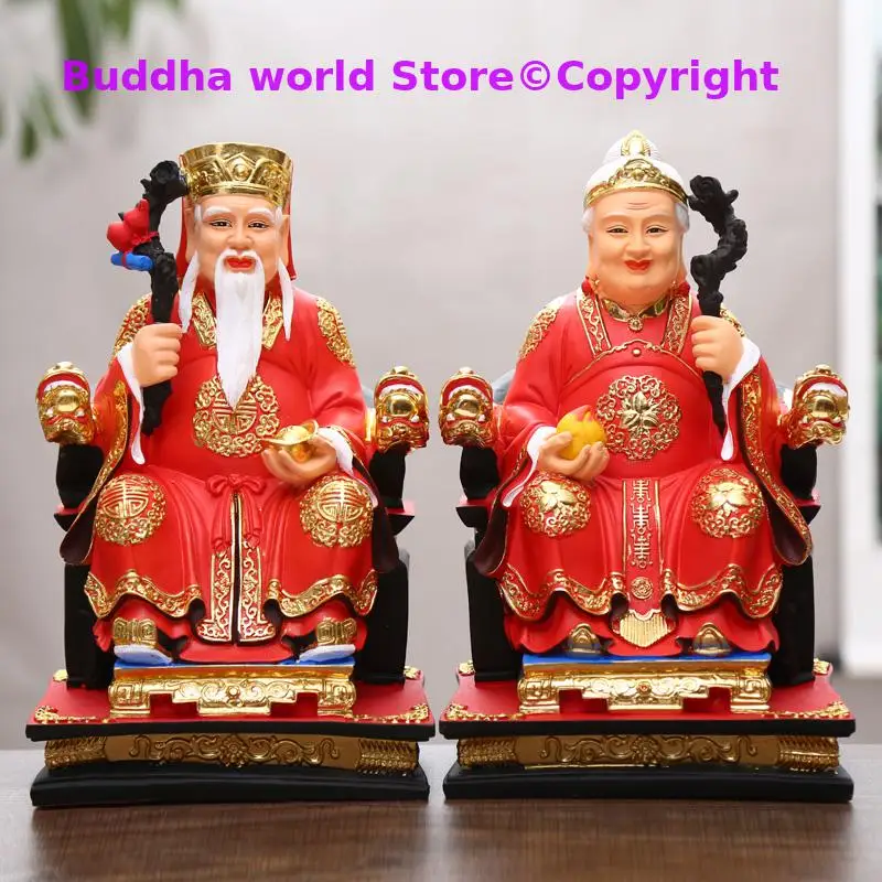 

A pair 2PCS TU DI GONG Wealth God CAI SHEN Thailand Vietnam Singapore BUDDHA statue figure home shop altar Prosperity good luck