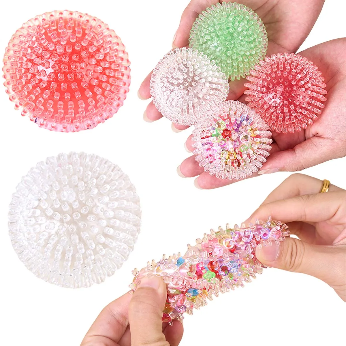 10pcs Burrs TPR Empty Ball Shell DIY Squishy Relief Squeeze Toy with Sealing Plug Blank Skin Fillable Soft Bubble Ball Material