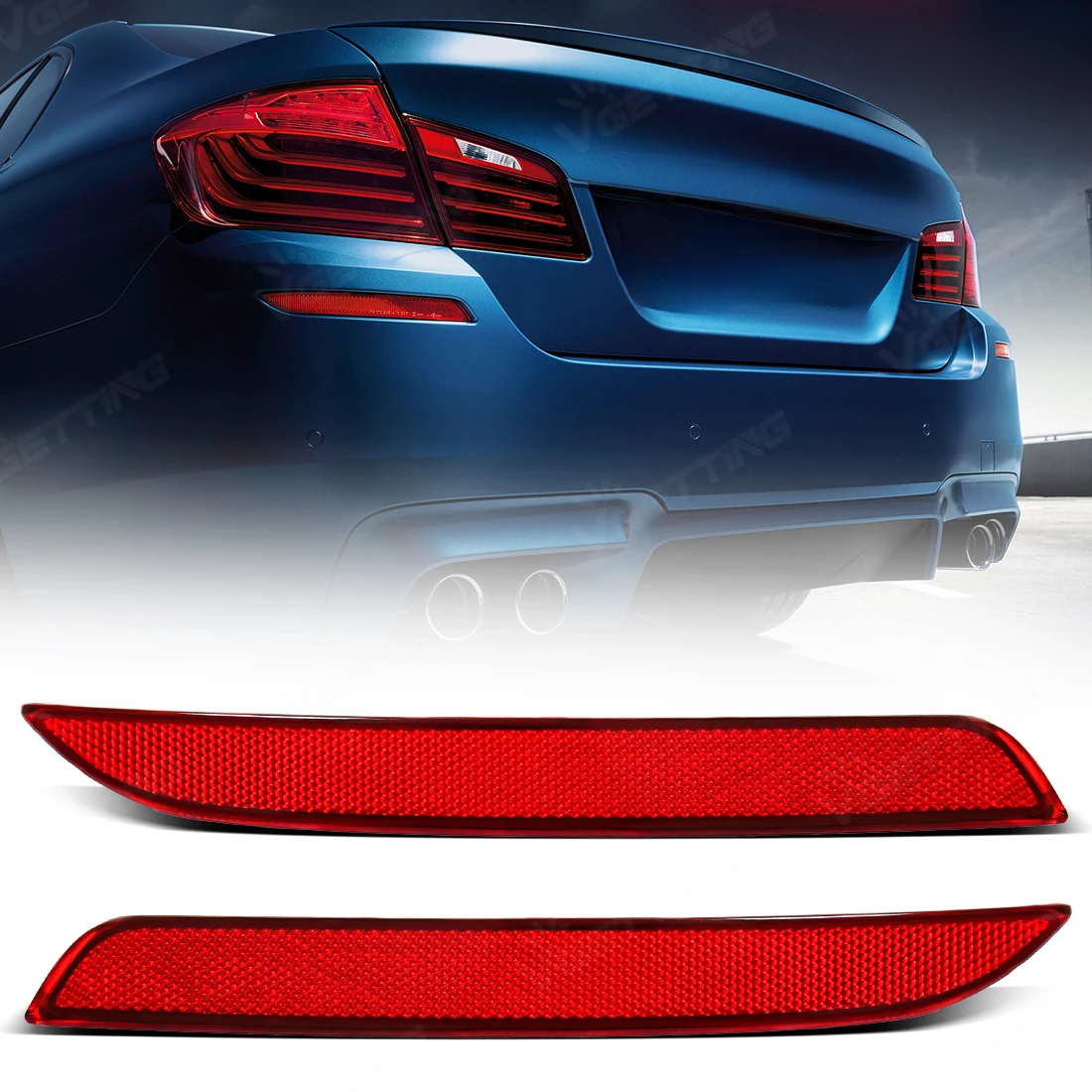 

For BMW 528i 528iX 535d 535dX 535i 535iX 550i 550iX M5 (F10) Rear Bumper Reflector Lamp Lens 63147842955 63147842956