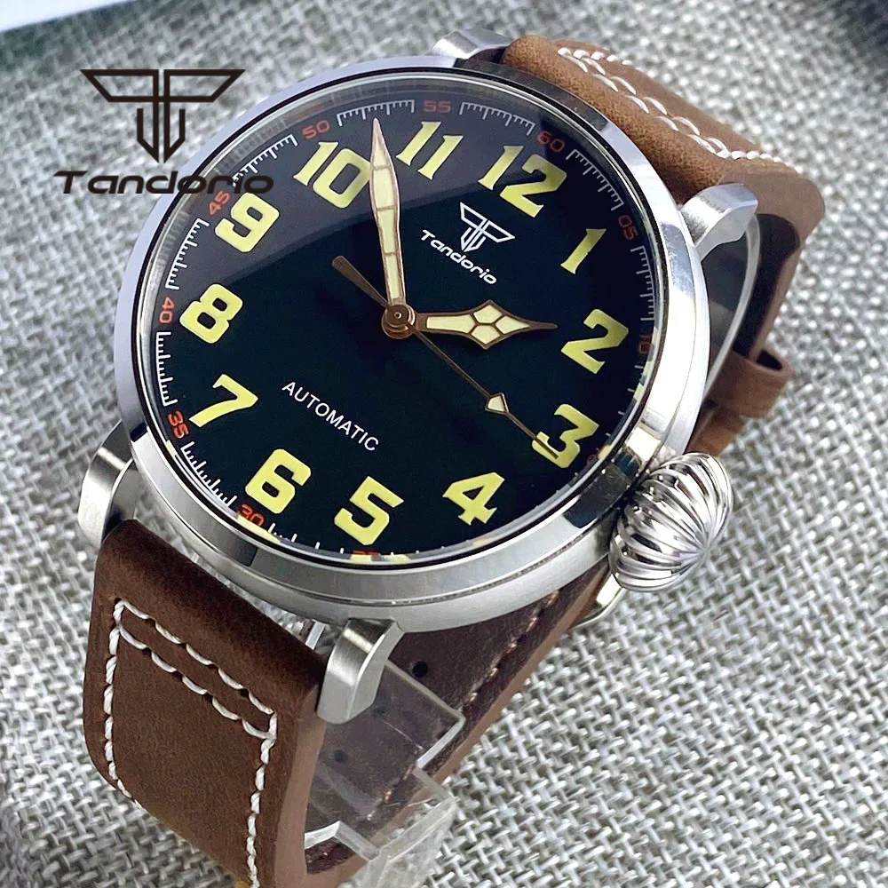Tandorio Rvs/CUSN8 Brons 46.5Mm Automatische Mannen Polshorloge PT5000 NH35A Beweging Sapphire Crystal Screwdown Kroon